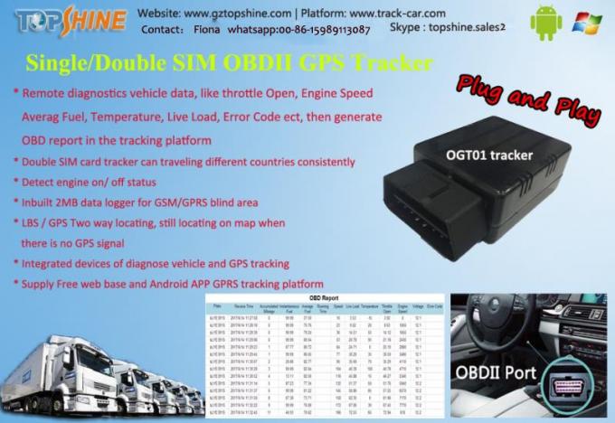 Traqueur de Mini Size Competitive OBD GPS dépistant l'enregistreur de données incorporé de dispositif pour l'angle mort de GSM/GPRS
